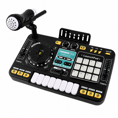 BabyHug LaunchPad DJ negro con micrófono - vista lateral